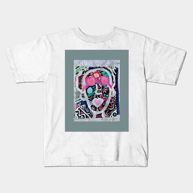 Rose Abstract Portrait Kids T-Shirt by Odd Bird Arts